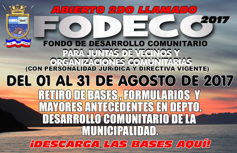 NUEVO LLAMADO PARA PARTICIPAR DEL  FONDO DE DESARROLLO COMUNITARIO PARA ORGANIZACIONES DE CABO DE HORNOS